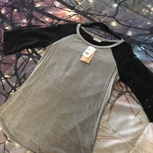 Petrol lace top raglan